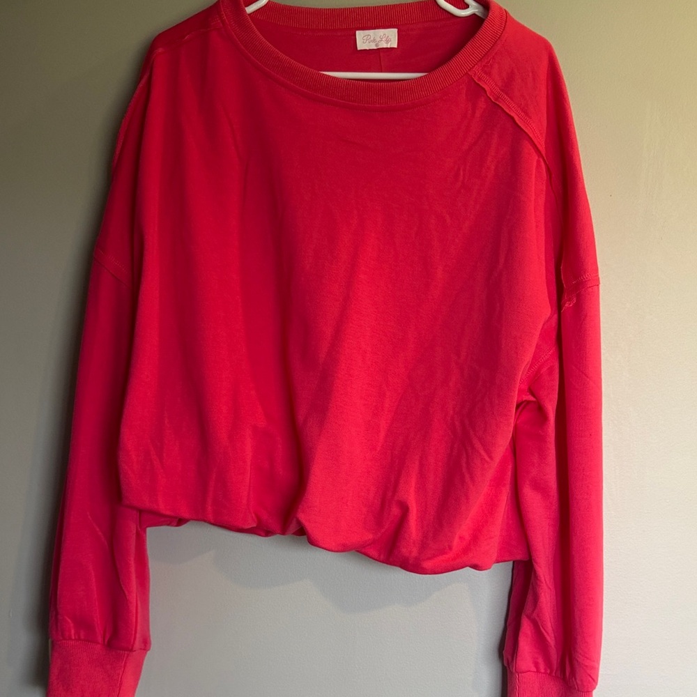 Pink lily bright pink bubble sweater
